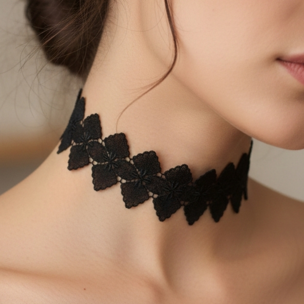 Floral Elegant Black Lace Choker Necklace New